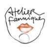 Logo mit Name Atelier Fanniqué und einem Gesicht und roter Mund